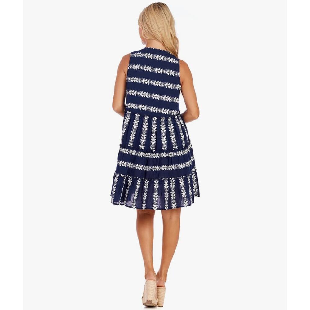 Mudpie Embroidered Sleeveless Dress Size S Small Blue White - Picture 4 of 9